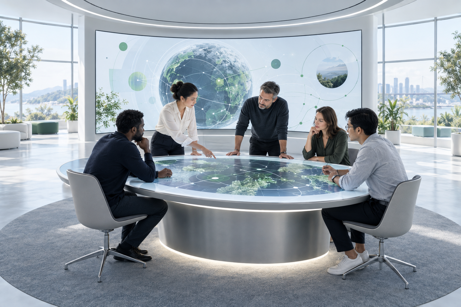 Control room: a team analyzes dependencies, decisions and performance.